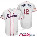 Maglia Baseball Uomo Atlanta Braves 2017 Stelle e Strisce 12 A.J. Pierzynski Bianco Flex Base