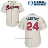 Maglia Baseball Uomo Atlanta Braves 24 Deion Sanders Crema Cool Base