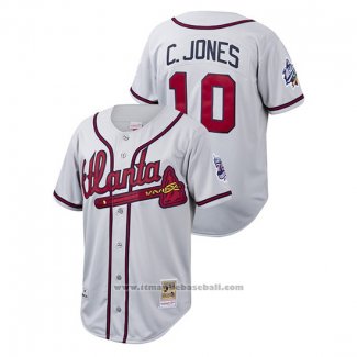 Maglia Baseball Uomo Atlanta Braves Chipper Jones Cooperstown Collection Autentico Grigio