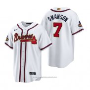 Maglia Baseball Uomo Atlanta Braves Dansby Swanson 2022 Gold Program Replica Bianco