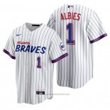 Maglia Baseball Uomo Atlanta Braves Ozzie Albies Replica 2021 City Connect Bianco