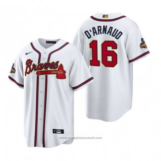 Maglia Baseball Uomo Atlanta Braves Travis D'arnaud 2022 Gold Program Replica Bianco