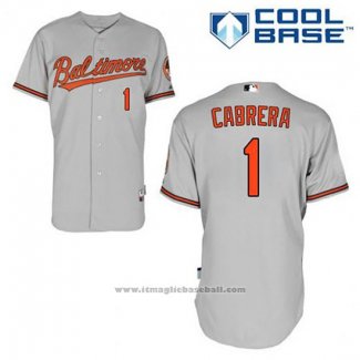 Maglia Baseball Uomo Baltimore Orioles 1 Everth Cabrera Grigio Cool Base