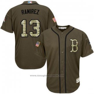 Maglia Baseball Uomo Boston Red Sox 13 Hanley Ramirez Verde Salute To Service