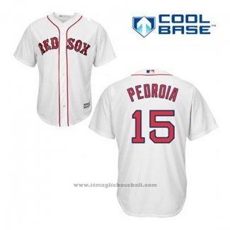 Maglia Baseball Uomo Boston Red Sox 15 Dustin Pedroia Bianco Home Cool Base