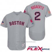 Maglia Baseball Uomo Boston Red Sox 2017 Stelle e Strisce Xander Bogaerts Grigio Flex Base