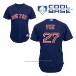 Maglia Baseball Uomo Boston Red Sox 27 Carlton Fisk Blu Alternato Cool Base