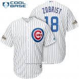 Maglia Baseball Uomo Chicago Cubs 2017 Postseason 18 Ben Zobrist Bianco Cool Base