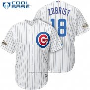 Maglia Baseball Uomo Chicago Cubs 2017 Postseason 18 Ben Zobrist Bianco Cool Base