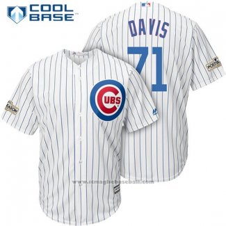 Maglia Baseball Uomo Chicago Cubs 2017 Postseason 71 Wade Davis Bianco Cool Base