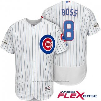 Maglia Baseball Uomo Chicago Cubs 2017 Postseason 8 David Ross Bianco Flex Base