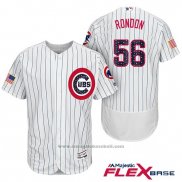 Maglia Baseball Uomo Chicago Cubs 2017 Stelle e Strisce Cubs 56 Hector Rondon Bianco Flex Base