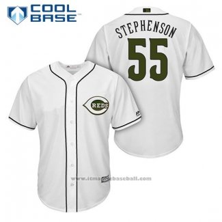 Maglia Baseball Uomo Cincinnati Reds 55 Robert Stephenson Bianco 2018 Alternato Cool Base