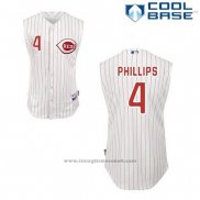 Maglia Baseball Uomo Cincinnati Reds Brandon Phillips 4 Bianco Vest Style Cool Base