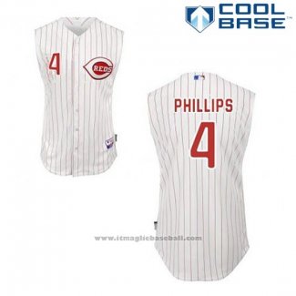 Maglia Baseball Uomo Cincinnati Reds Brandon Phillips 4 Bianco Vest Style Cool Base