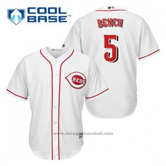 Maglia Baseball Uomo Cincinnati Reds Johnny Bench 5 Bianco Home Cool Base