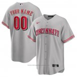 Maglia Baseball Uomo Cincinnati Reds Road Personalizzate Replica Grigio