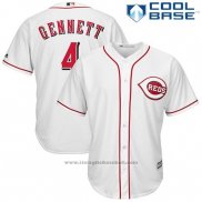 Maglia Baseball Uomo Cincinnati Reds Scooter Gennett 4 Bianco Cool Base