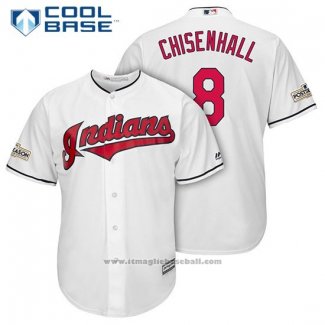 Maglia Baseball Uomo Cleveland Indians 2017 Postseason 8 Lonnie Chisenhall Bianco Cool Base