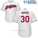 Maglia Baseball Uomo Cleveland Indians 30 Tyler Naquin Bianco Cool Base