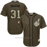 Maglia Baseball Uomo Cleveland Indians 31 Danny Salazar Verde Salute To Service
