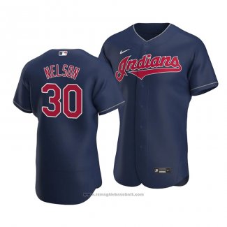 Maglia Baseball Uomo Cleveland Indians Kyle Nelson Autentico Blu