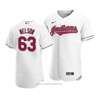 Maglia Baseball Uomo Cleveland Indians Kyle Nelson Autentico Primera 2020 Bianco