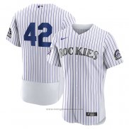 Maglia Baseball Uomo Colorado Rockies Jackie Robinson Autentico Bianco