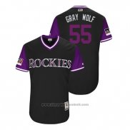 Maglia Baseball Uomo Colorado Rockies Jon Gray 2018 LLWS Players Weekend Grigio Wolf Nero