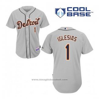 Maglia Baseball Uomo Detroit Tigers Jose Iglesias 1 Grigio Cool Base