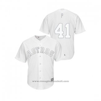 Maglia Baseball Uomo Houston Astros Brad Peacock 2019 Players Weekend P Replica Bianco