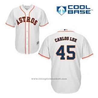 Maglia Baseball Uomo Houston Astros Carlos Lee 45 Bianco Home Cool Base