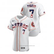 Maglia Baseball Uomo Houston Astros Craig Biggio 2020 Stars & Stripes 4th of July Bianco