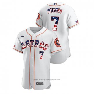 Maglia Baseball Uomo Houston Astros Craig Biggio 2020 Stars & Stripes 4th of July Bianco