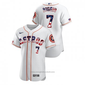 Maglia Baseball Uomo Houston Astros Craig Biggio 2020 Stars & Stripes 4th of July Bianco