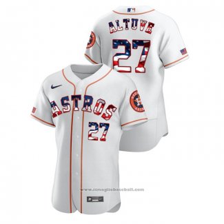 Maglia Baseball Uomo Houston Astros Jose Altuve 2020 Stars & Stripes 4th of July Bianco