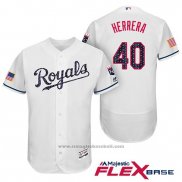 Maglia Baseball Uomo Kansas City Royals 2017 Stelle e Strisce Kelvin Herrera Bianco Flex Base