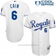 Maglia Baseball Uomo Kansas City Royals Lorenzo Cain Home 6300 Giocatore Bianco Cool Base