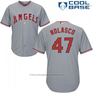 Maglia Baseball Uomo Los Angeles Angels 47 Ricky Nolasco Grigio Cool Base