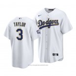 Maglia Baseball Uomo Los Angeles Dodgers Chris Taylor 2021 Gold Program Replica Bianco