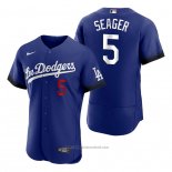 Maglia Baseball Uomo Los Angeles Dodgers Corey Seager 2021 City Connect Autentico Blu