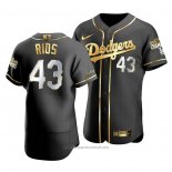 Maglia Baseball Uomo Los Angeles Dodgers Edwin Rios Black 2020 World Series Champions Golden Limited Autentico