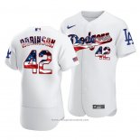 Maglia Baseball Uomo Los Angeles Dodgers Jackie Robinson Day Independence Day Bianco