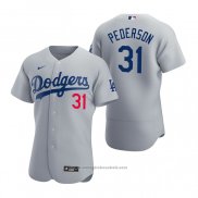 Maglia Baseball Uomo Los Angeles Dodgers Joc Pederson Autentico 2020 Alternato Grigio