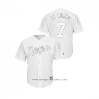 Maglia Baseball Uomo Los Angeles Dodgers Julio Urias 2019 Players Weekend El Culichi Replica Bianco