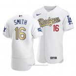 Maglia Baseball Uomo Los Angeles Dodgers Will Smith 2021 Gold Program Patch Autentico Bianco