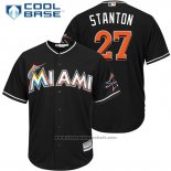 Maglia Baseball Uomo Miami Marlins 27 Giancarlo Stanton Nero 2017 Cool Base