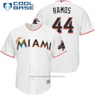 Maglia Baseball Uomo Miami Marlins 44 A.j. Ramos Bianco 2017 Cool Base