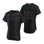 Maglia Baseball Uomo Miami Marlins Jacob Stallings Autentico Alternato Nero