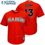 Maglia Baseball Uomo Miami Marlins Marchell Ozuna 13 Cool Base Firebrick